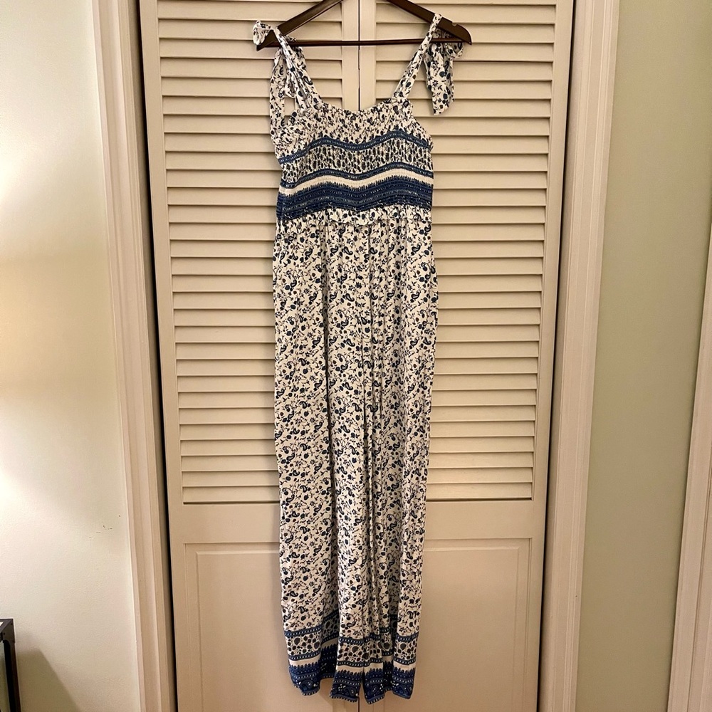 Blue & White Patterned Elastic Bust Jumpsuit - NWT!!!